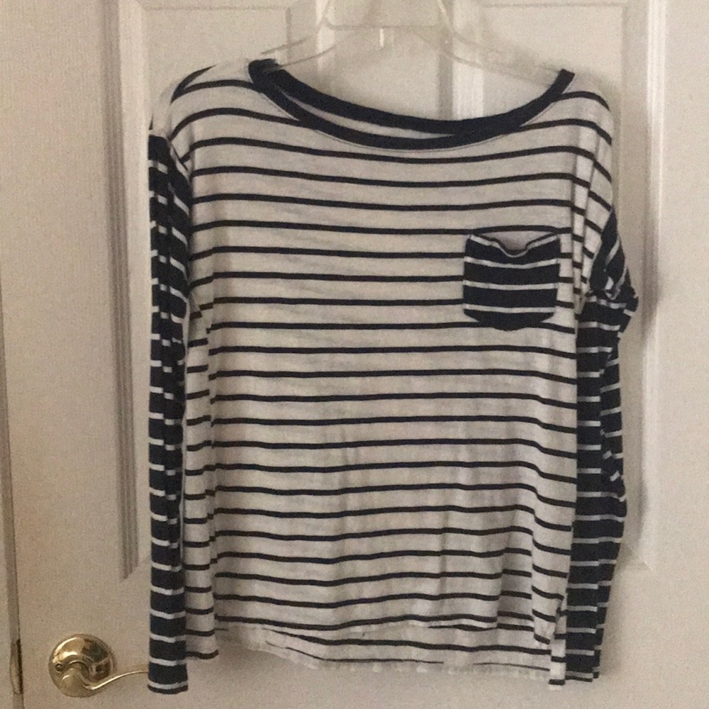 Navy blue and white striped long sleeve